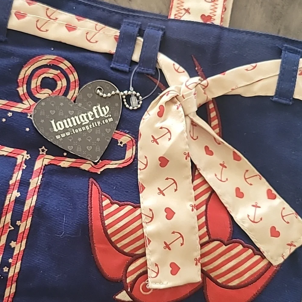 New Loungefly Sparrow Anchor Rockabilly Canvas Tote Bag Purse Y2K